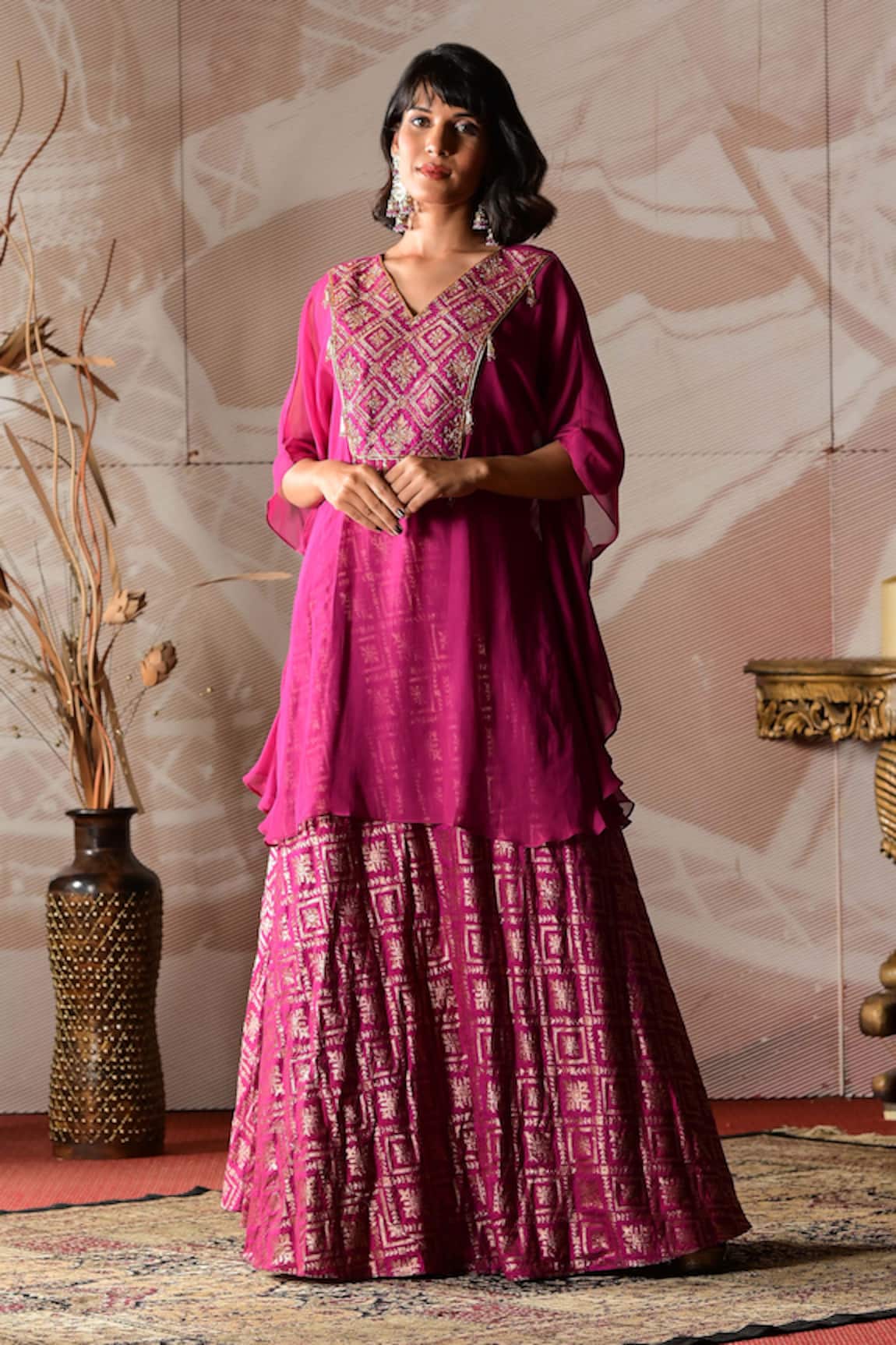 Farha Syed Geometric Woven Kaftan Set 