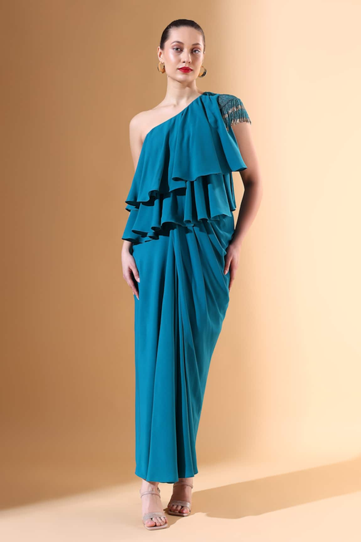 Aakaar x AZA Draped Embellished Dress