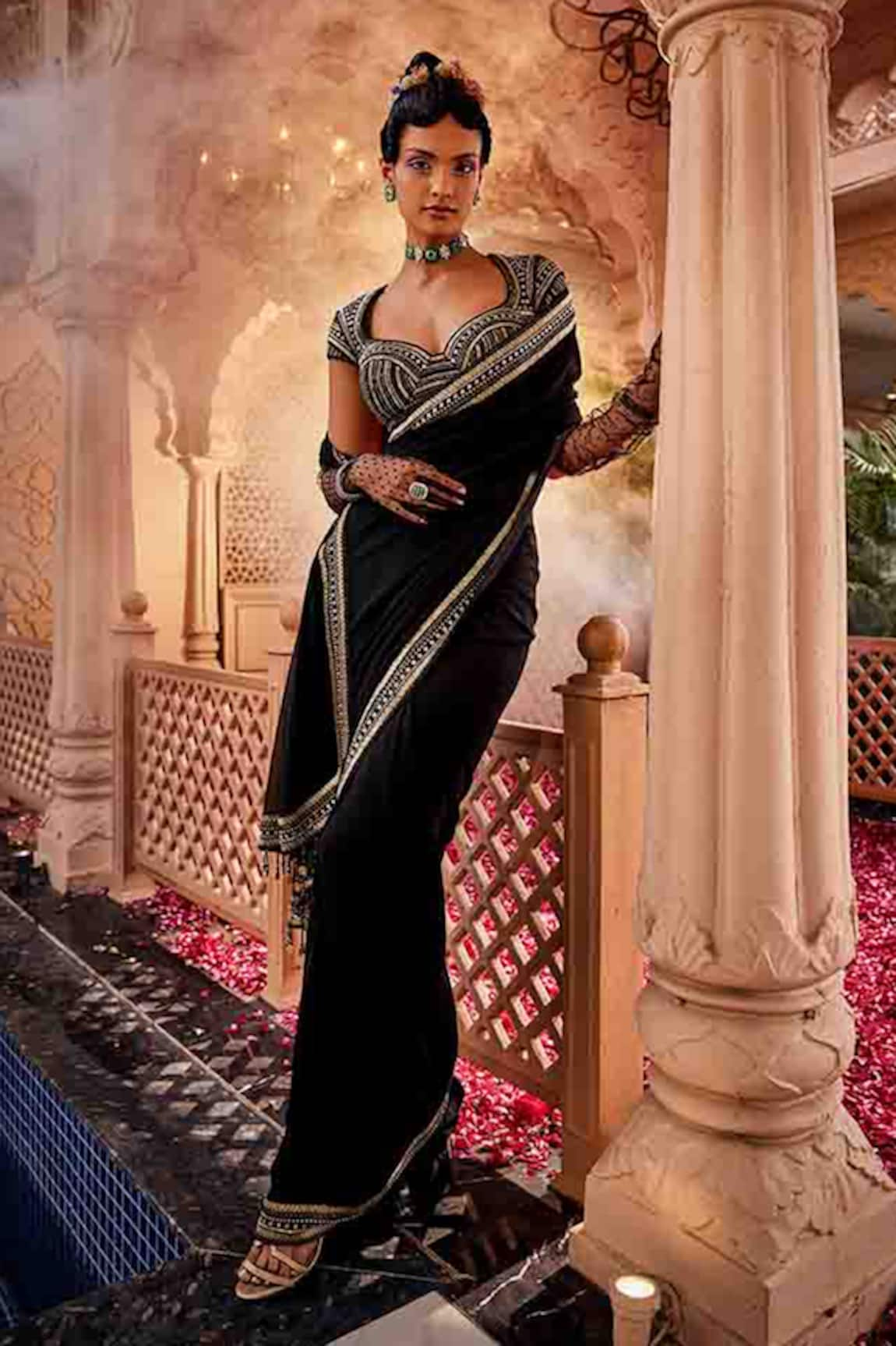 Kaaisha by Shalini Sequin Border Embroidered Saree With Blouse