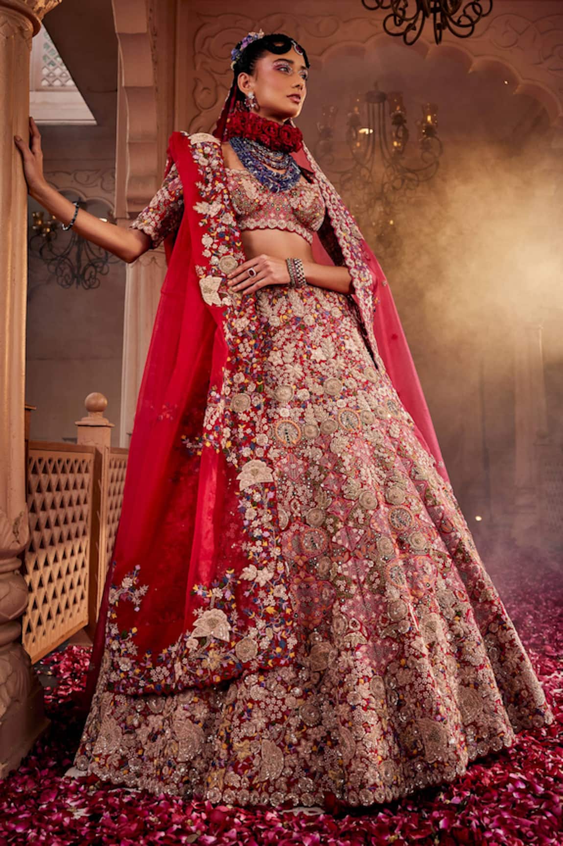 Buy Red Raw Silk And Chiffon Lining Bridal Lehenga Set With Blouse For  Women by SHIKHAR SHARMA Online at Aza Fashions.