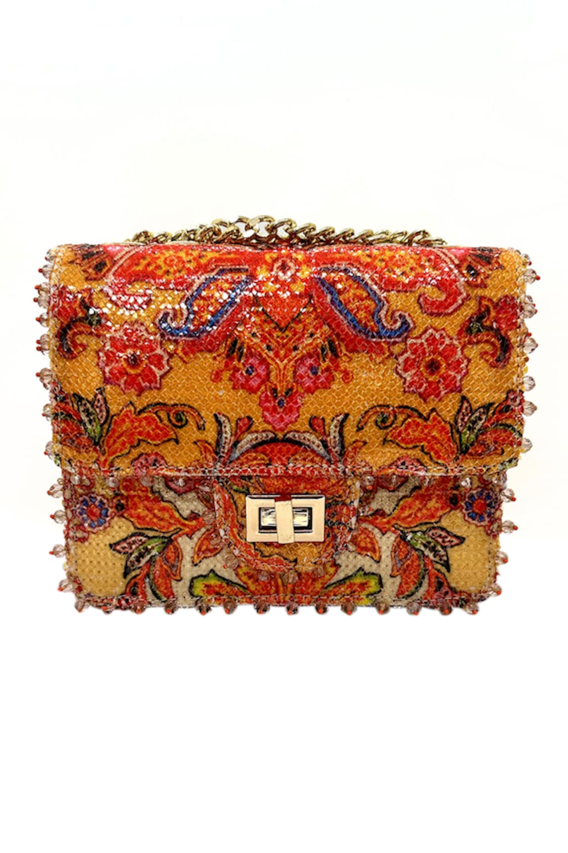 The Garnish Company Hellios Paisley Bloom Print Turn Lock Bag