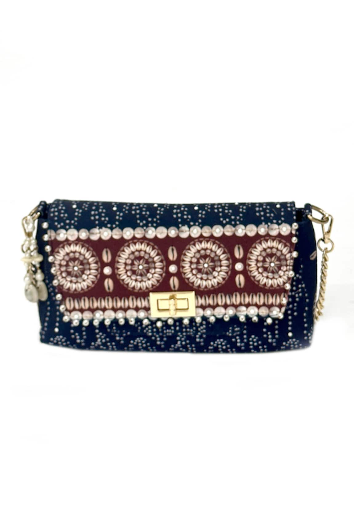 The Garnish Company Asher Bandhej & Shell Print Sling Bag