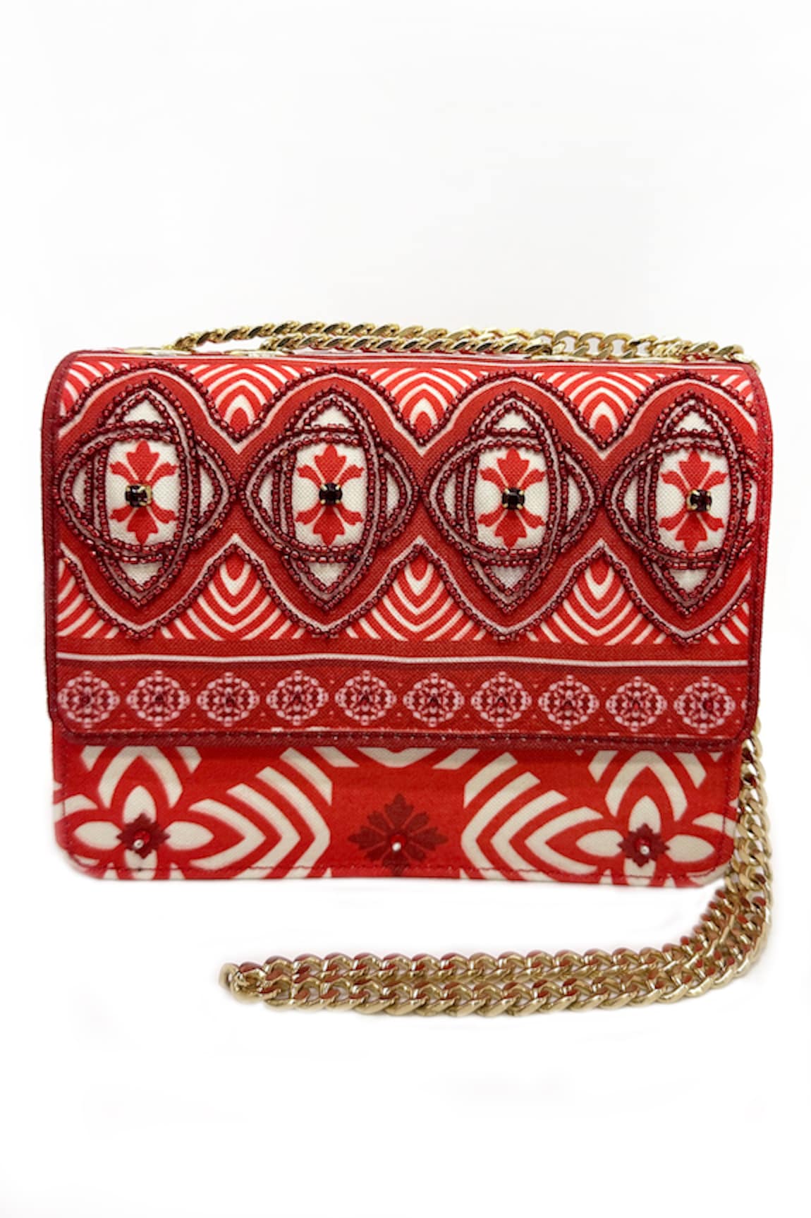 The Garnish Company Carmine Monochromatic Tile Print Bag