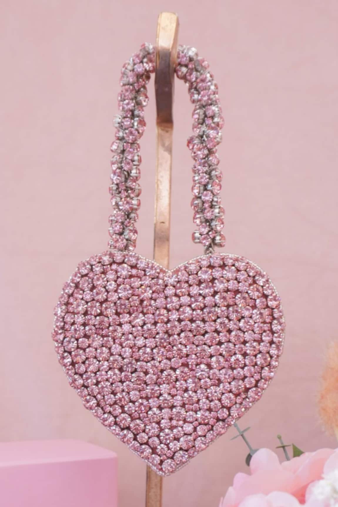 Ozel Rhinestone Studded Love Heart Bag