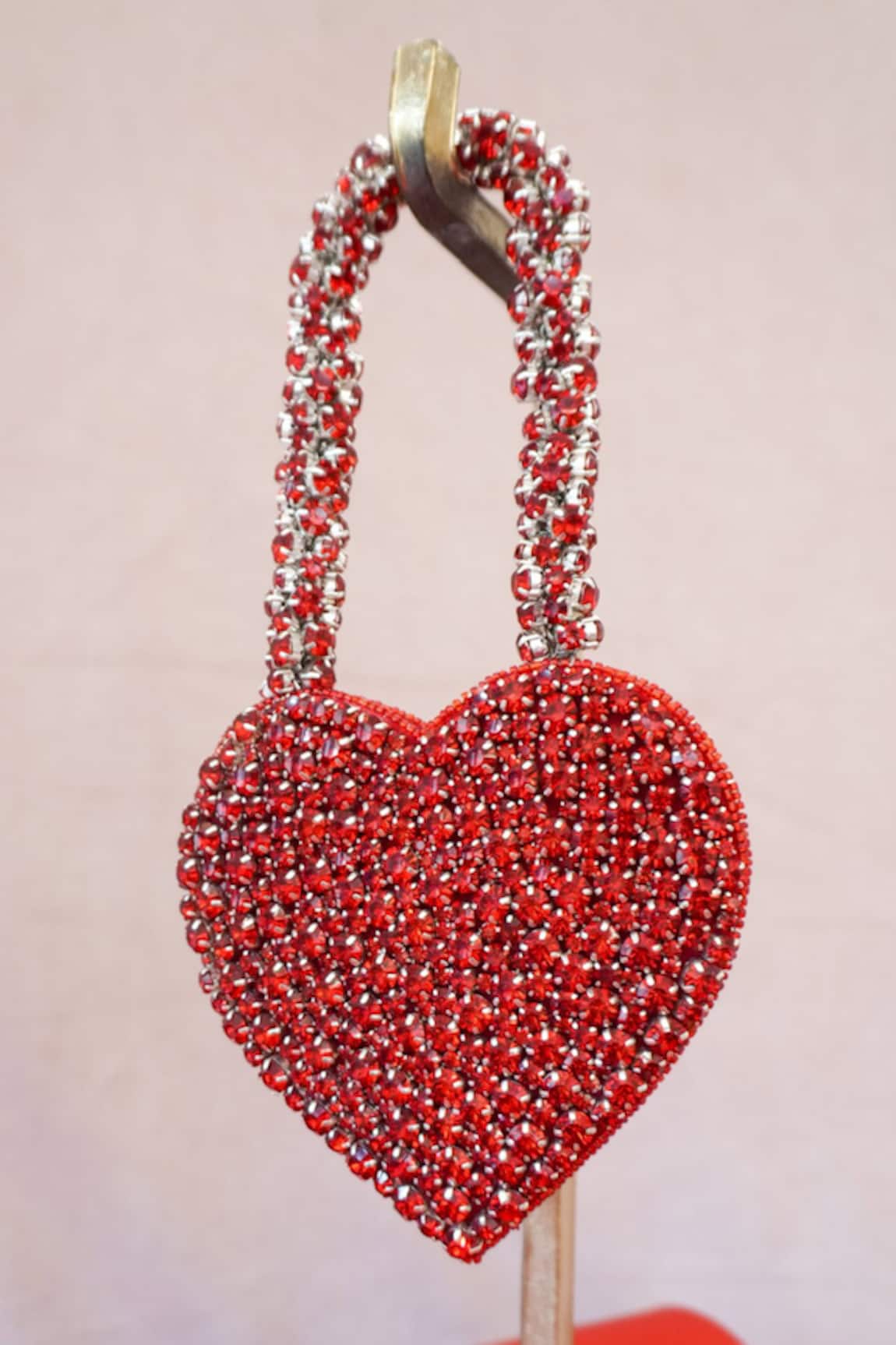Ozel Rhinestone Studded Cute Heart Bag