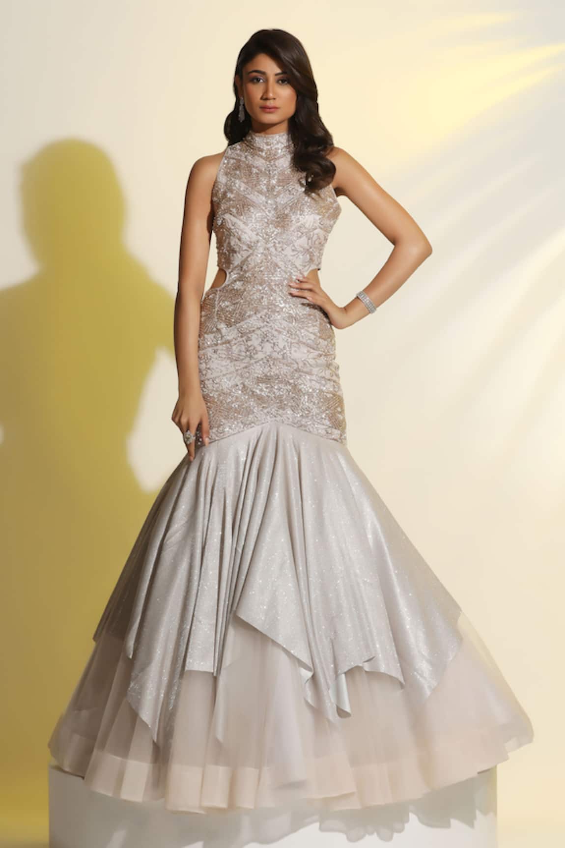 MeenaGurnam Mughal Jaal Cut Work Mermaid Gown 