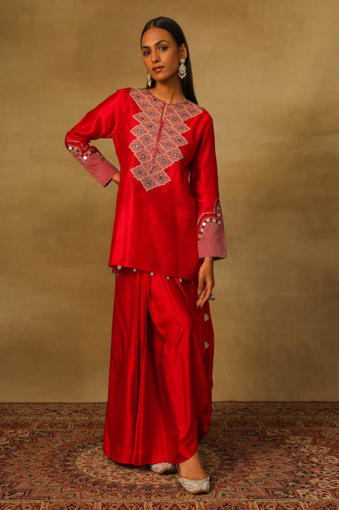 Neha Poddar Abstract Embroidered Kurta With Skirt