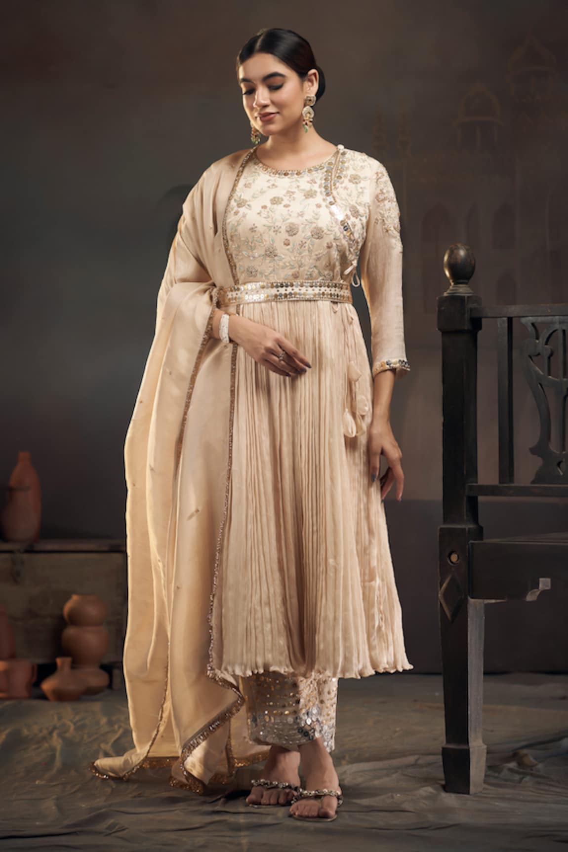 Hirika&Dhruti Zardozi Embroidered Pleated Anarkali Set