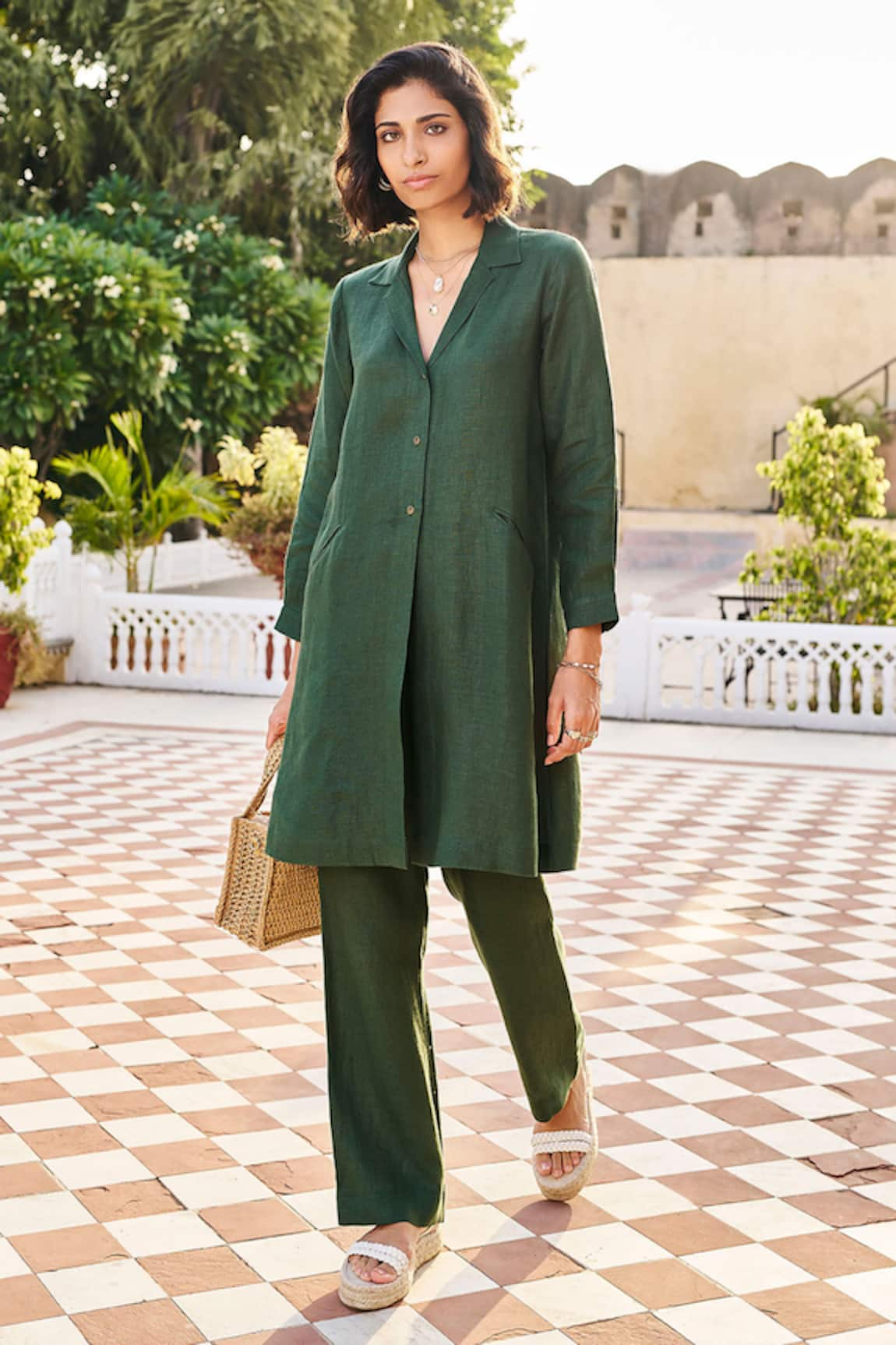 Grassroot By Anita Dongre Cove Hemp Shirt Tunic & Pant Co-ord Set