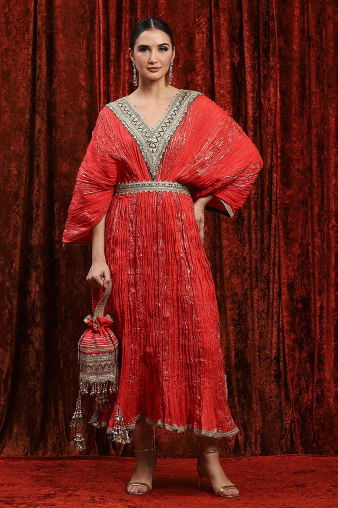 SHIKHAR SHARMA Textured Badla Embroidered Kaftan 