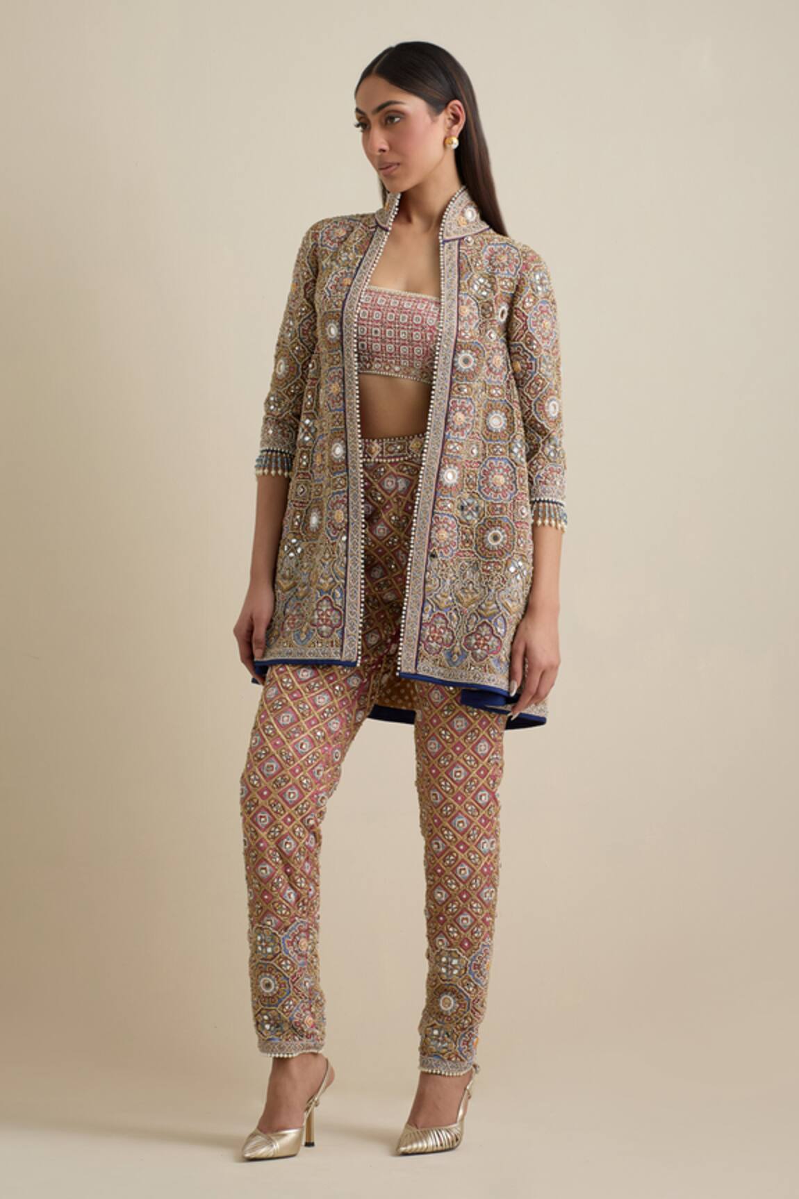 Eeksha Mirror Embroidered Jacket Pant Set