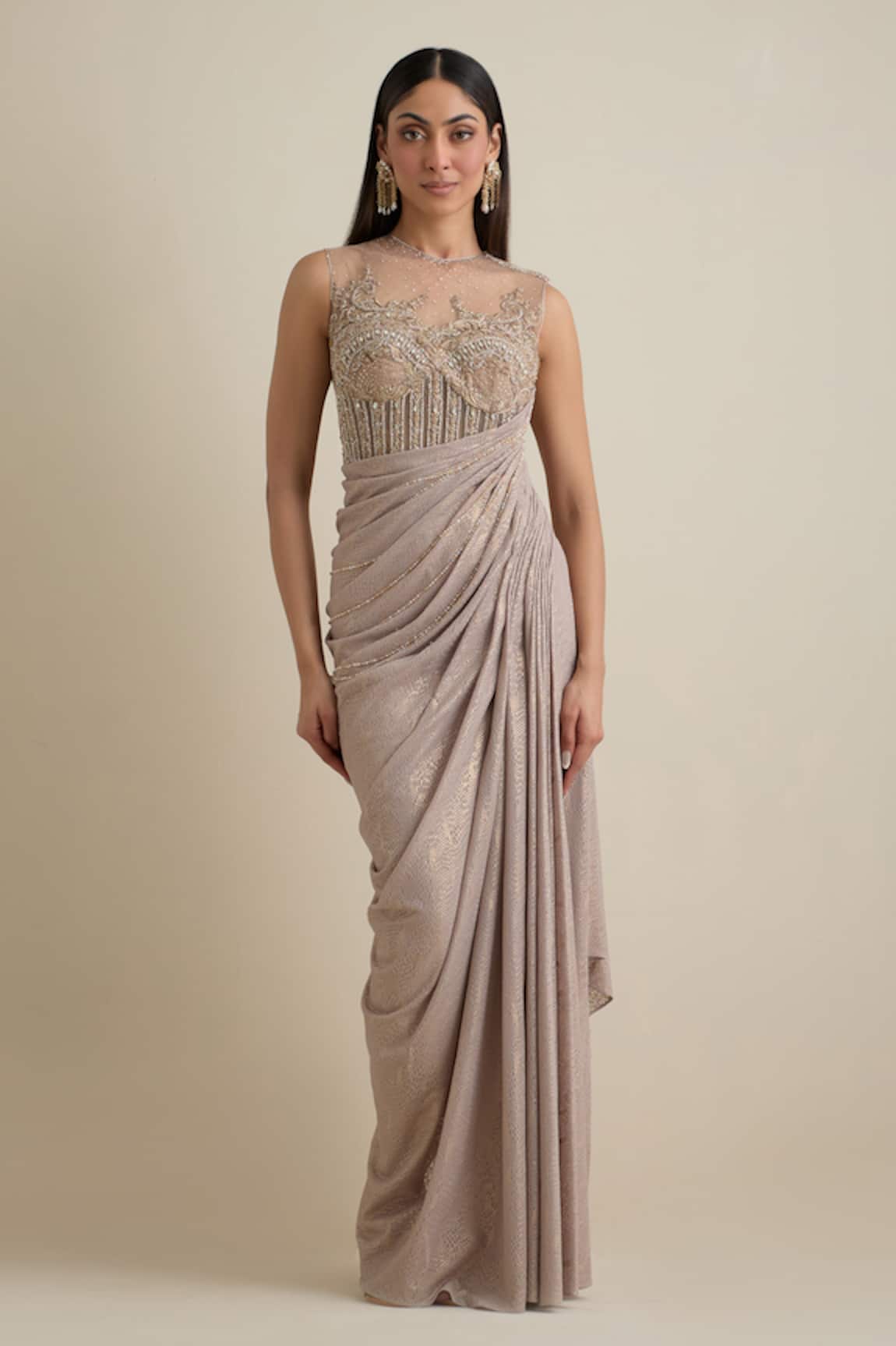 Eeksha Embroidered Draped Corset Dress
