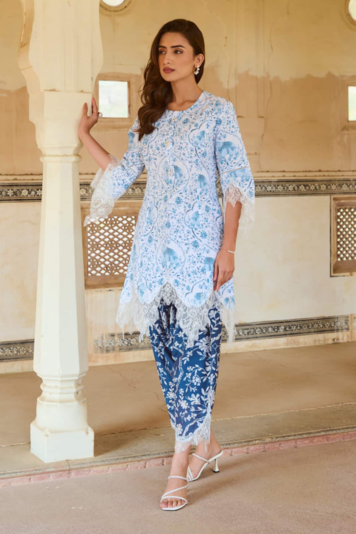 Sage Saga Raasa Neel Elephant Print Kurta