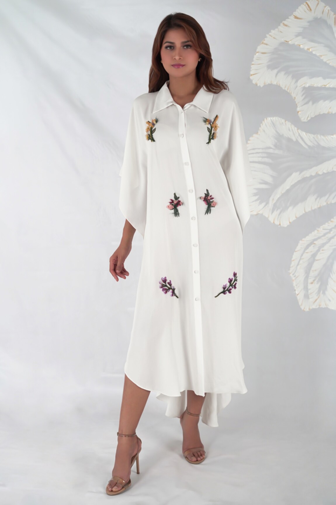 Seesa Ilana Asymmetric Hand Painted Applique Kaftan