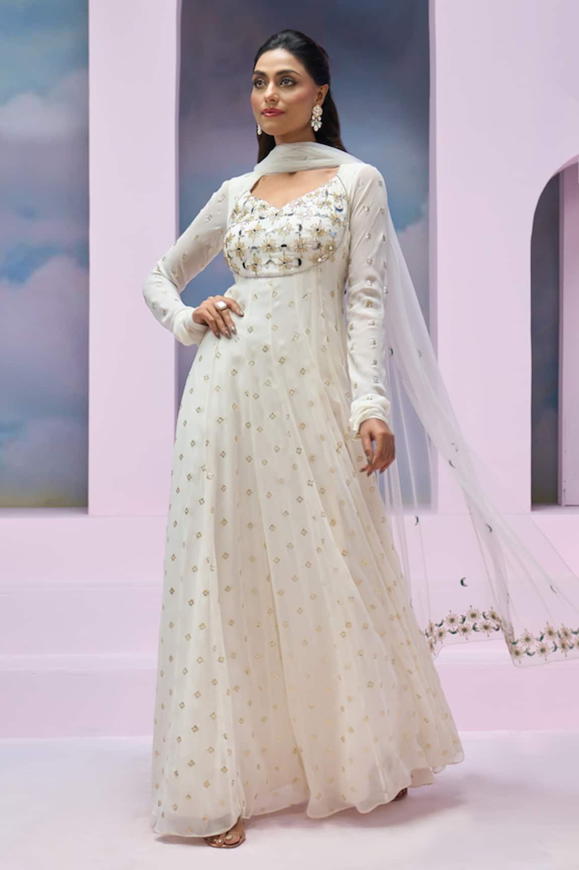 Silky Bindra x AZA Leora Embroidered Anarkali With Dupatta