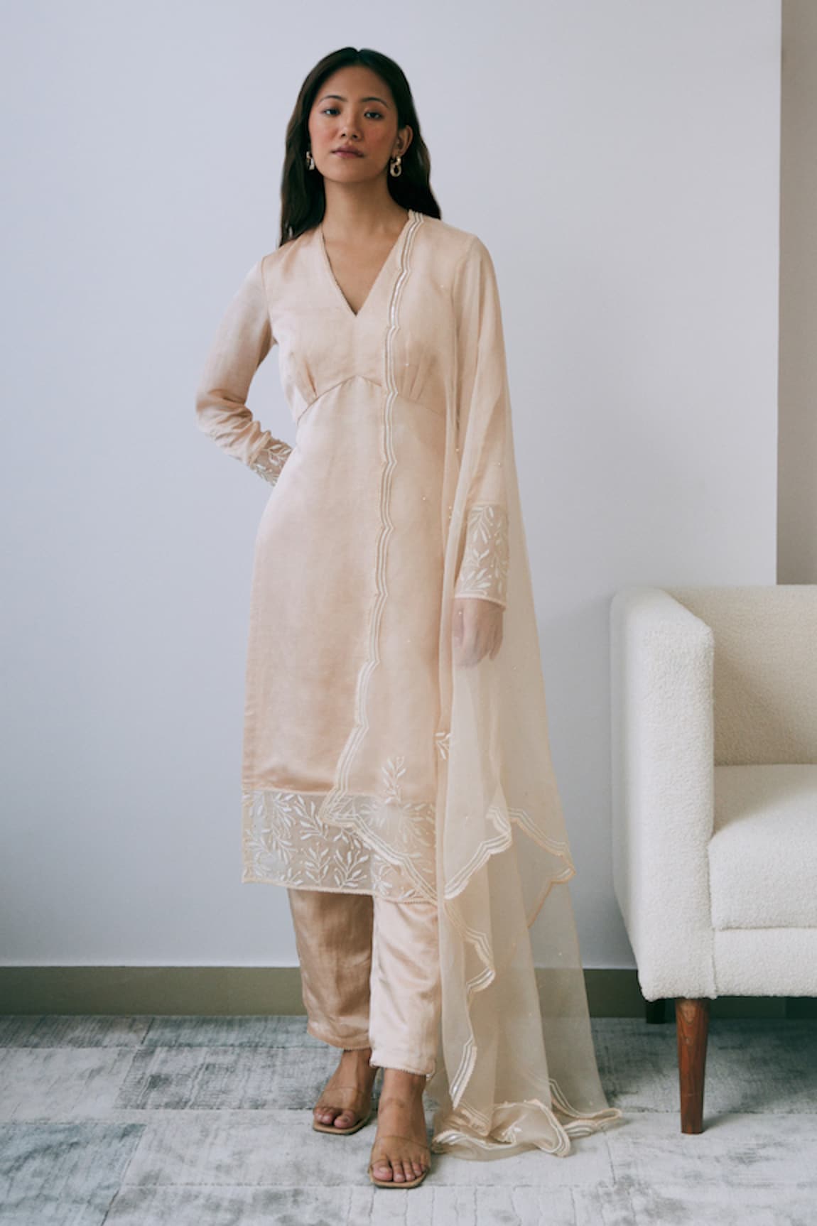 Lavanya Ahuja Panel Work V Neck Kurta Pant Set