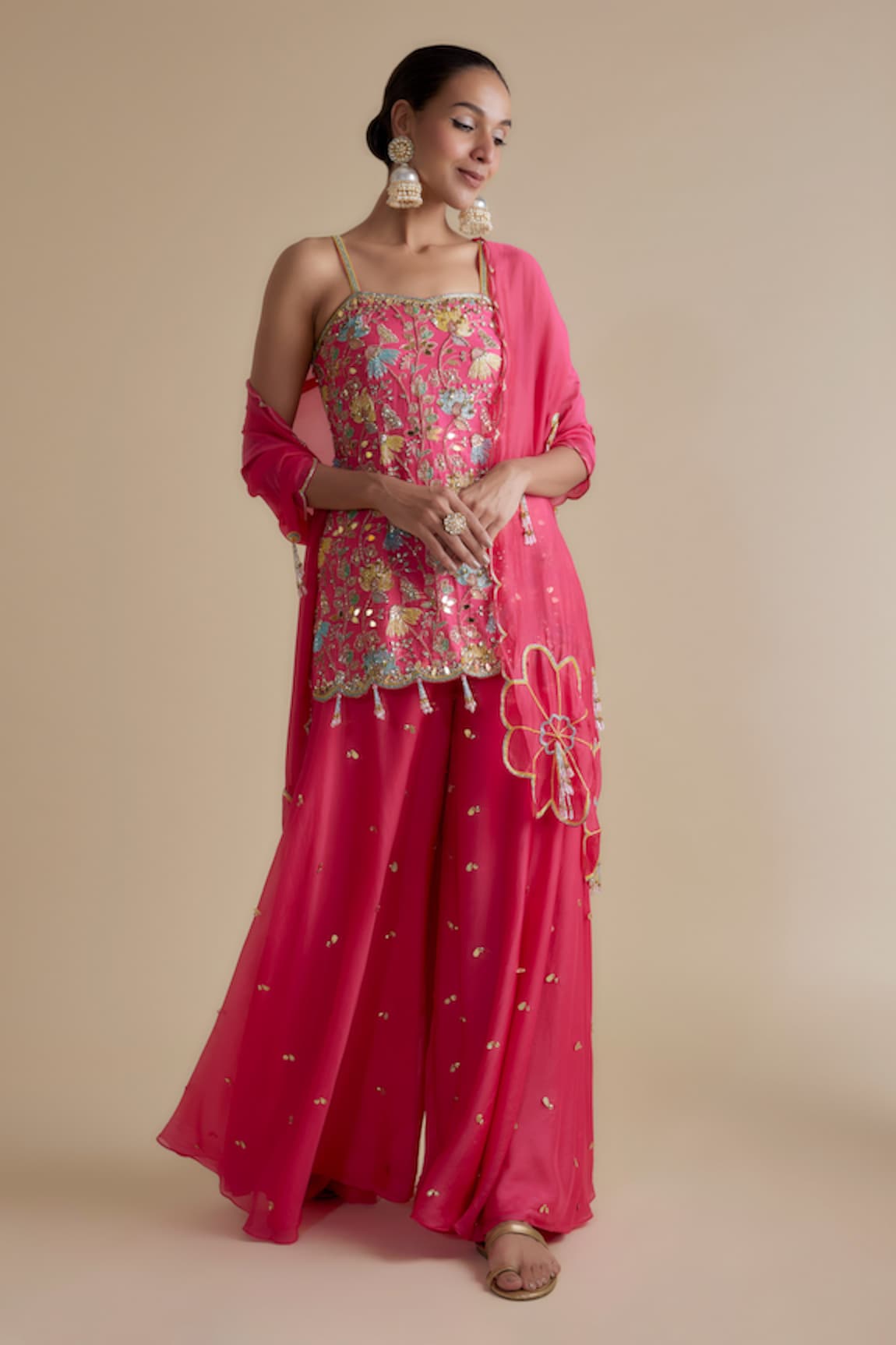 Keith Gomes Cutdana Embellished Kurta Palazzo Set