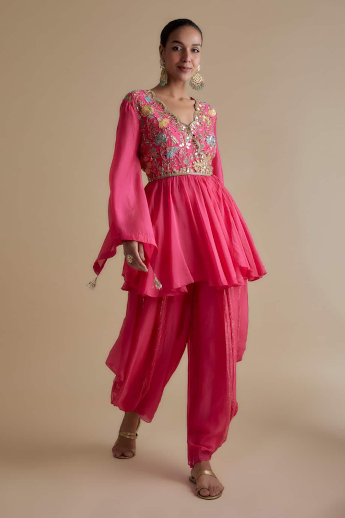 Keith Gomes Embellished Overlap Kurta & Palazzo Set