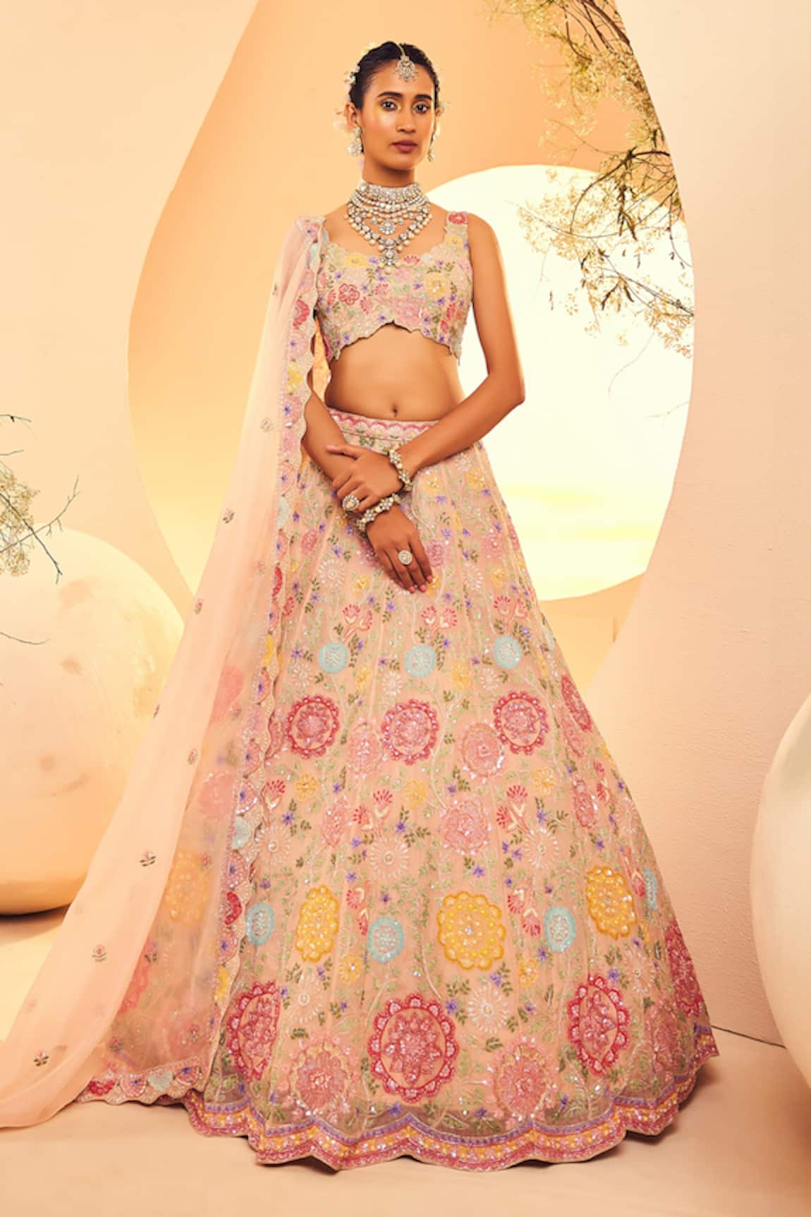 Aneesh Agarwaal Gullista Sequin & Cutdana Embroidered Bridal Lehenga Set