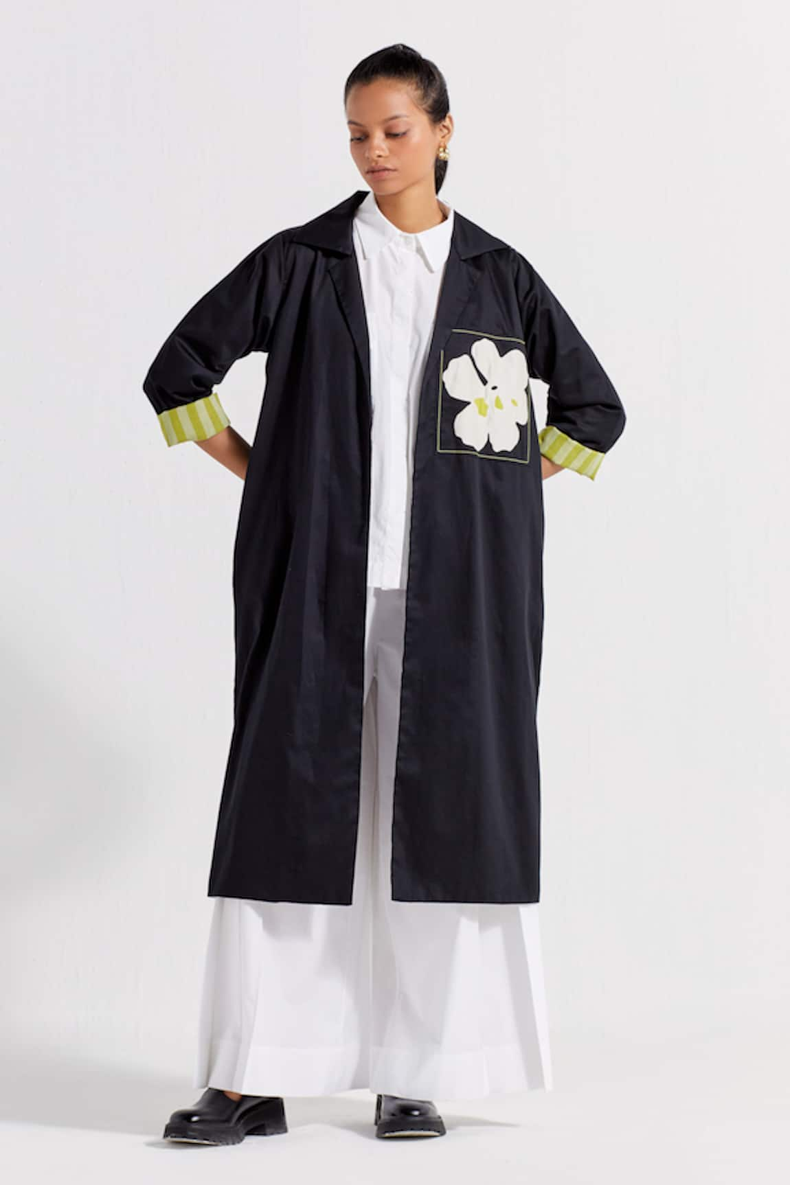 THREE Floral Applique Patch Jacket & Pant Set