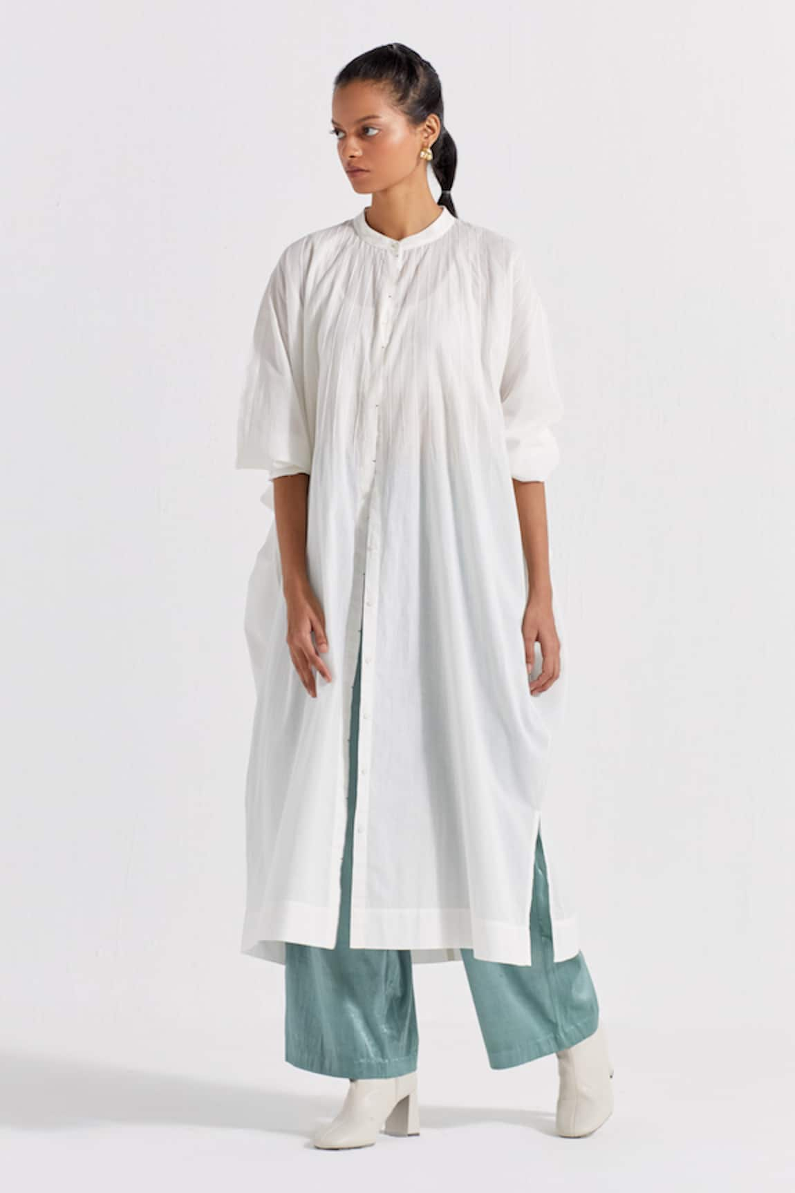 THREE Pintucked Kaftan & Pant Set