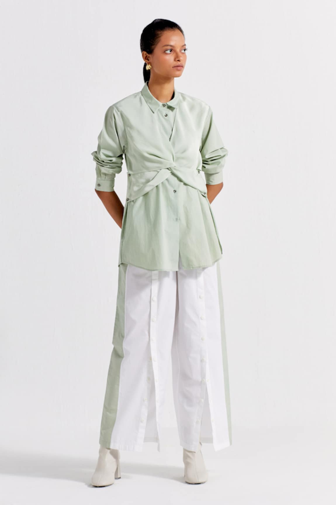 THREE Front Twisted Shirt & Pant Set