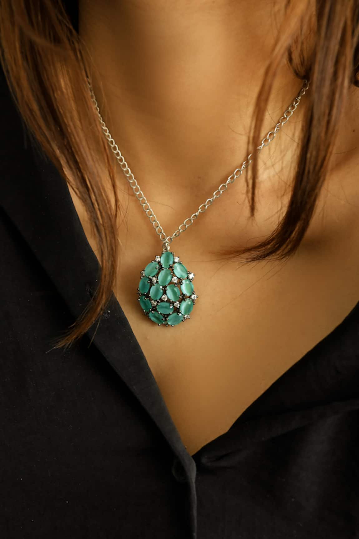 Do Taara Celeste Turquoise Stone Pendant Necklace 
