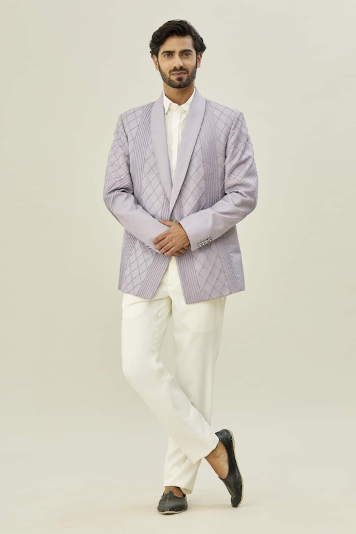 Aryavir Malhotra Pintucked Cotton Blazer & Pant Set