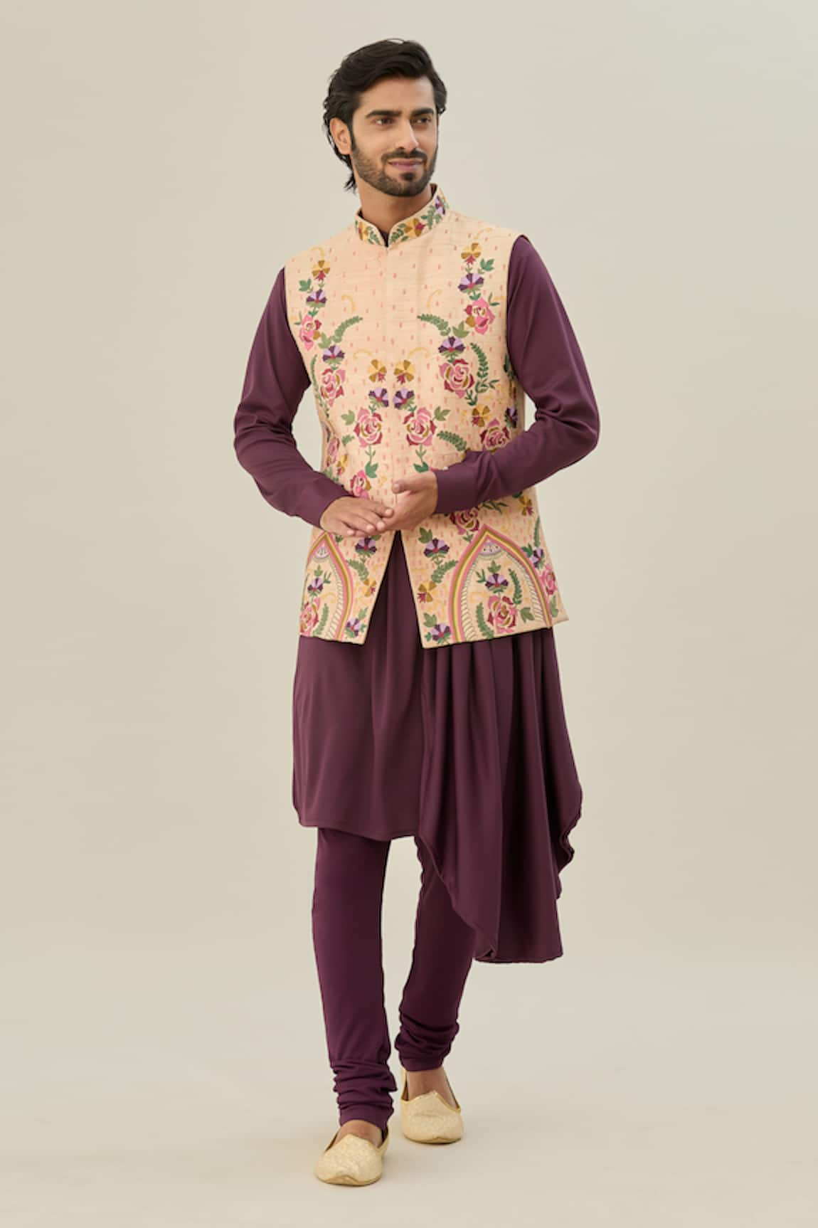 Aryavir Malhotra Embroidered Nehru Jacket & Kurta Set