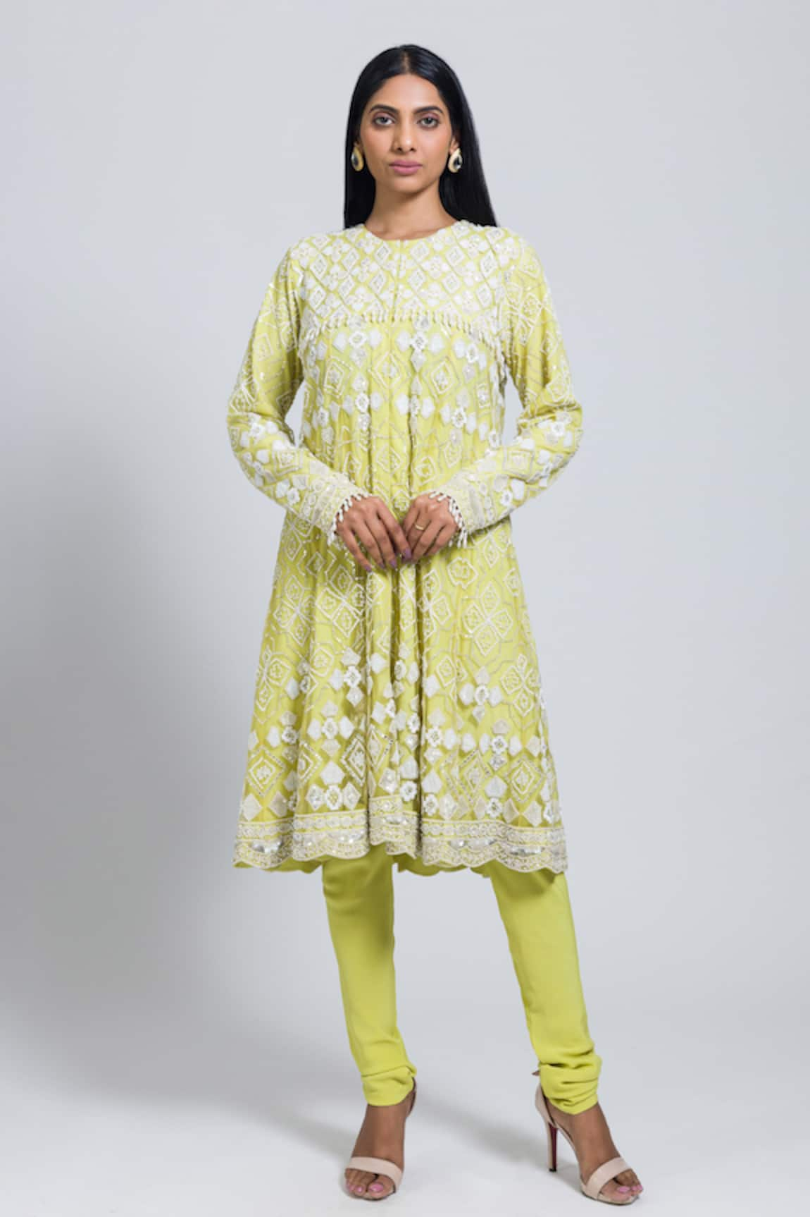 NIMA FASHIONS Hand Embroidered Kurta & Churidar Set