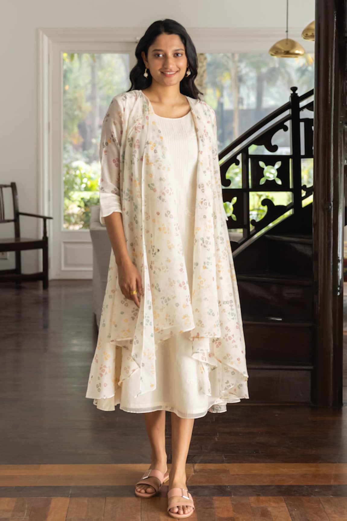 Vaayu Pearl Floral Jacket Dress