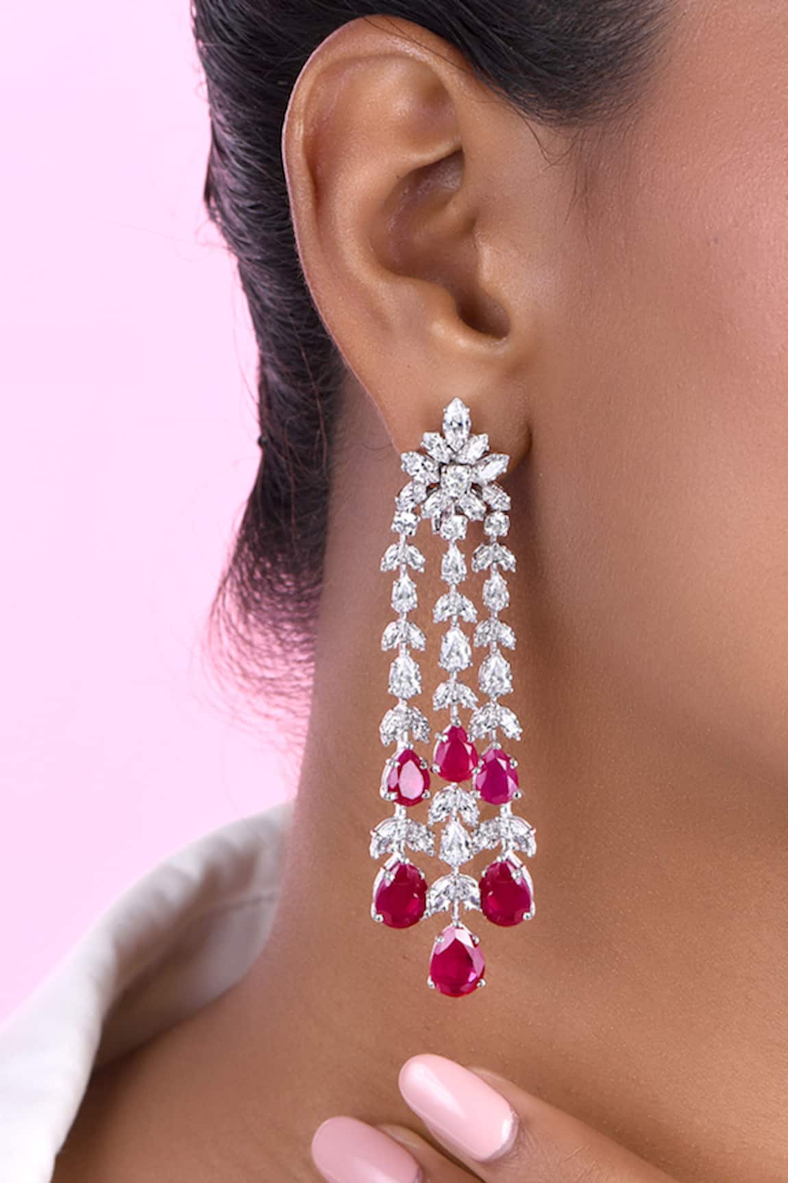 DIOSA PARIS JEWELLERY Ruby Tasse Embellished Earrings 