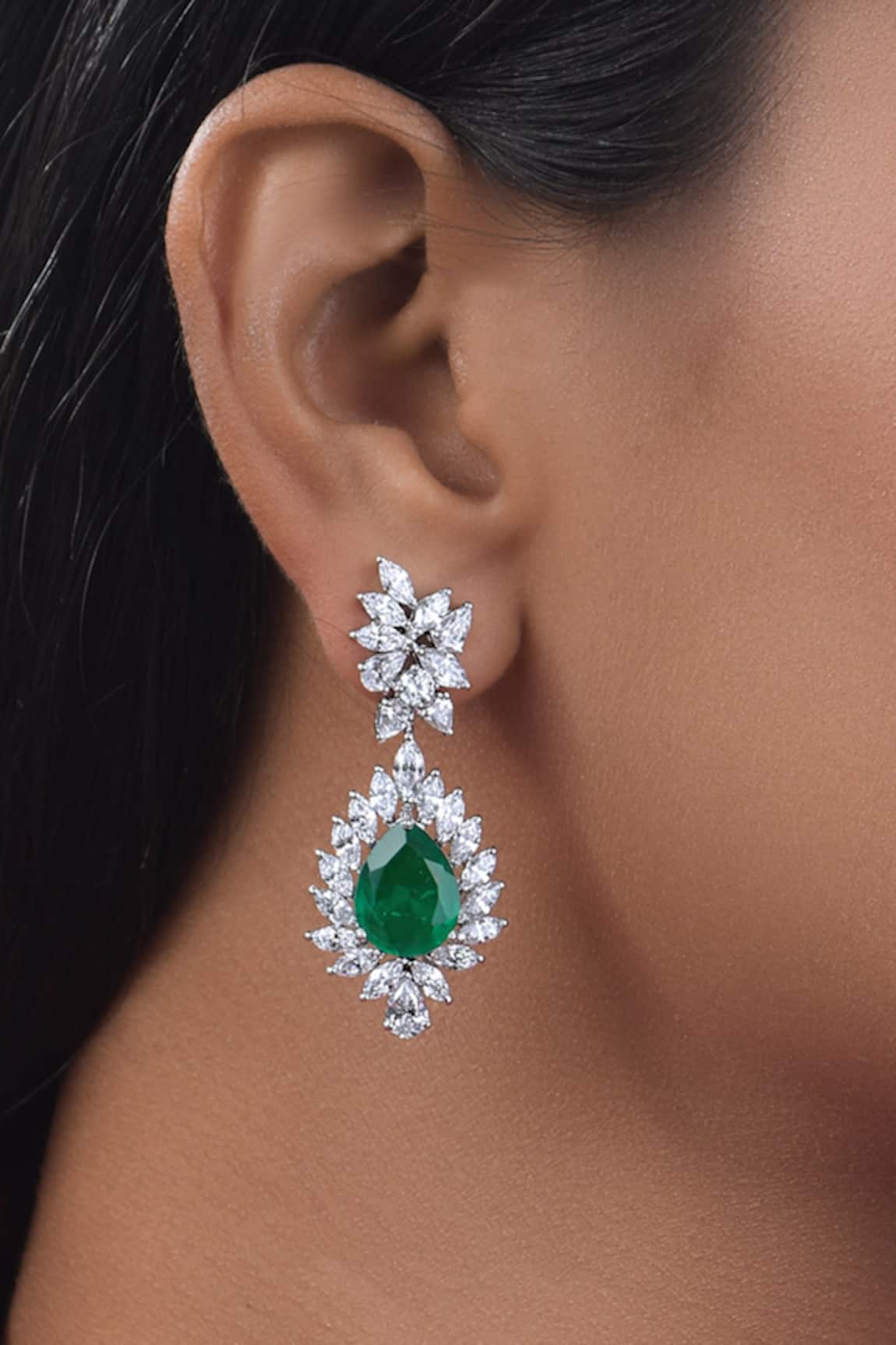 DIOSA PARIS JEWELLERY Emerald Embellished Drop Earrings 