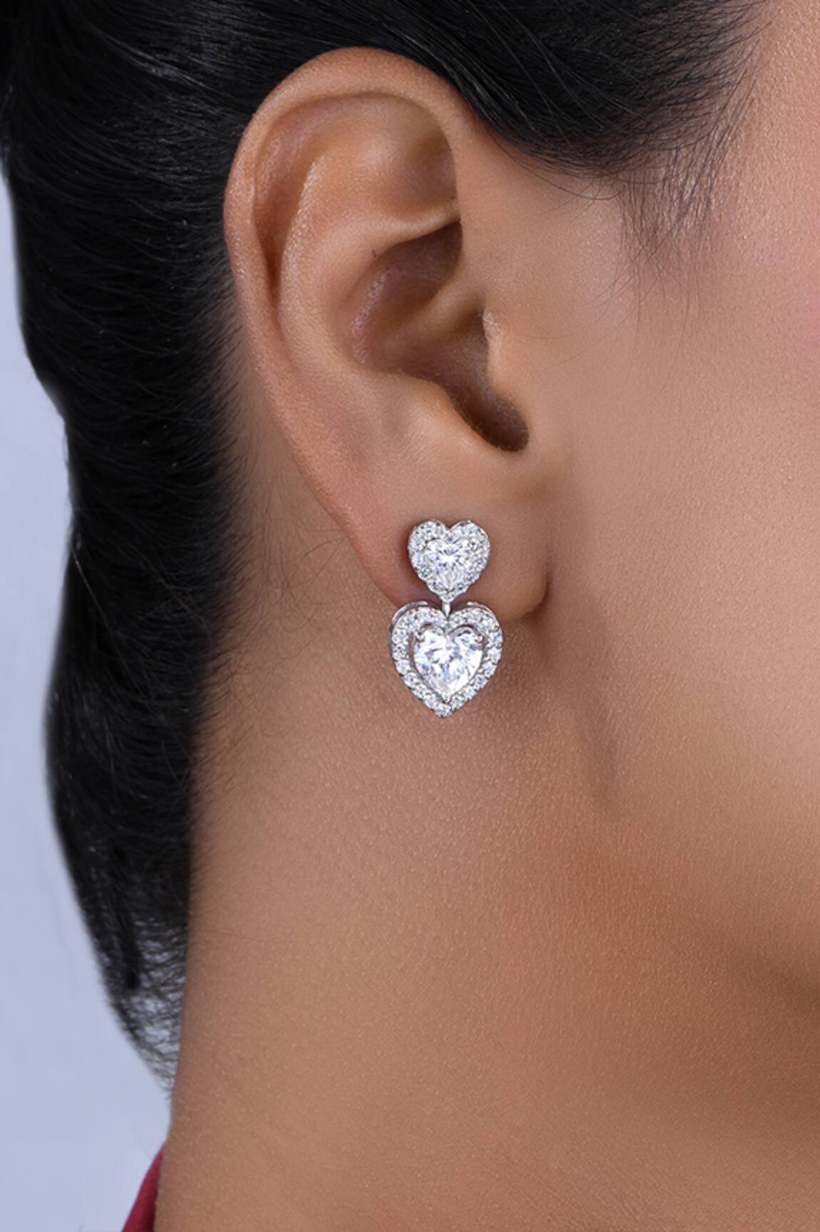 DIOSA PARIS JEWELLERY Heart Swarovski Zirconia Drop Earrings 