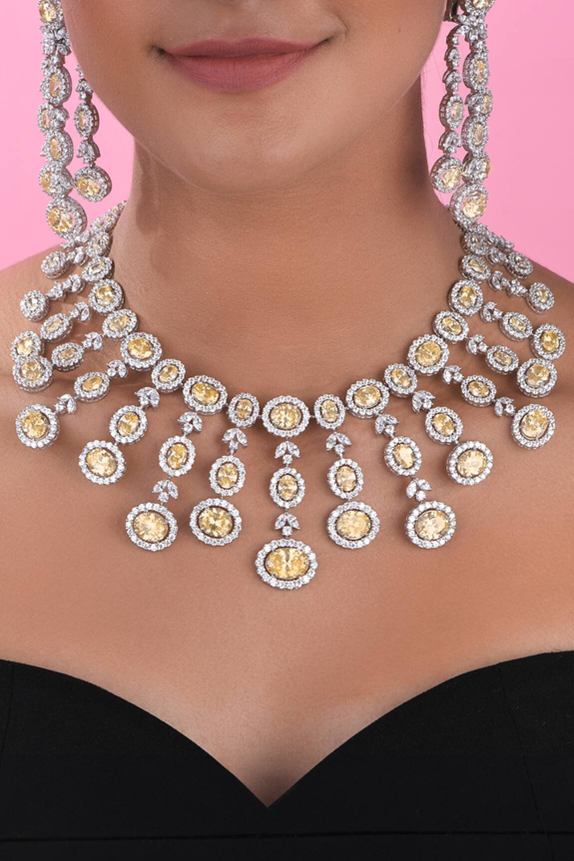 DIOSA PARIS JEWELLERY Swarovski Zirconia Embellished Bridal Necklace 