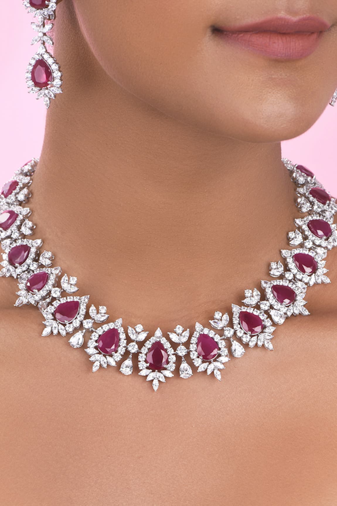 DIOSA PARIS JEWELLERY Ruby Embellished Necklace