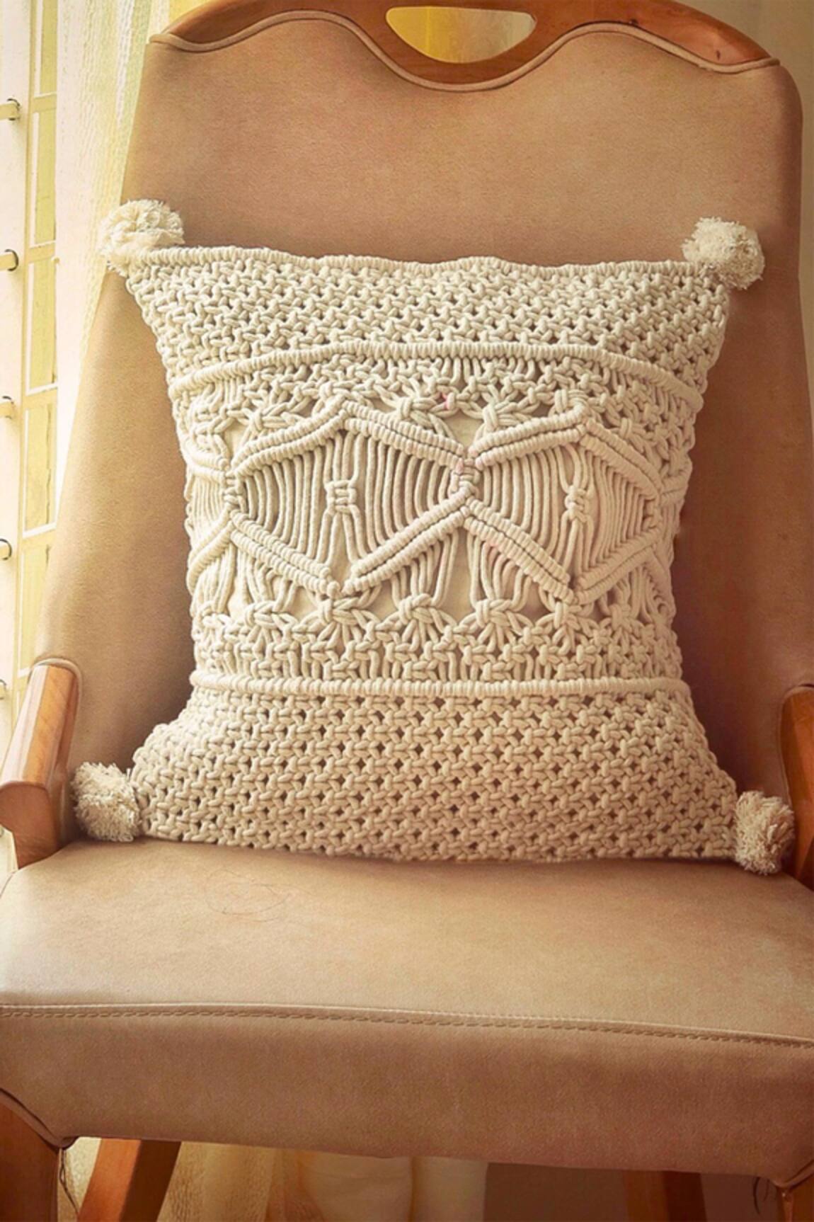 Karighar Boho Soul Thread Embroidered Cushion Cover