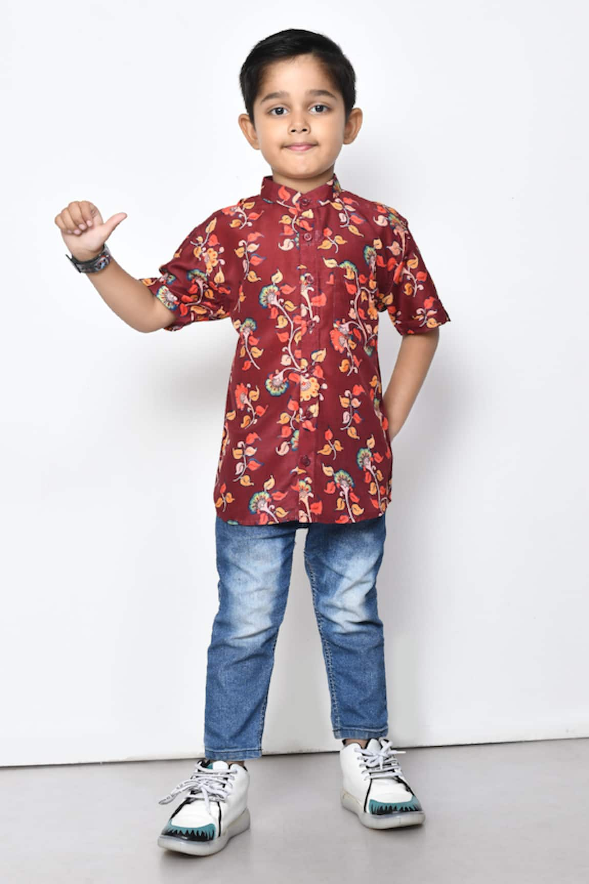 Banana Bee Floral Pattern Cotton Shirt