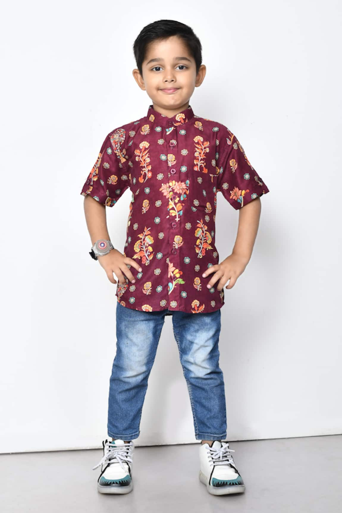 Banana Bee Cotton Floral Print Shirt