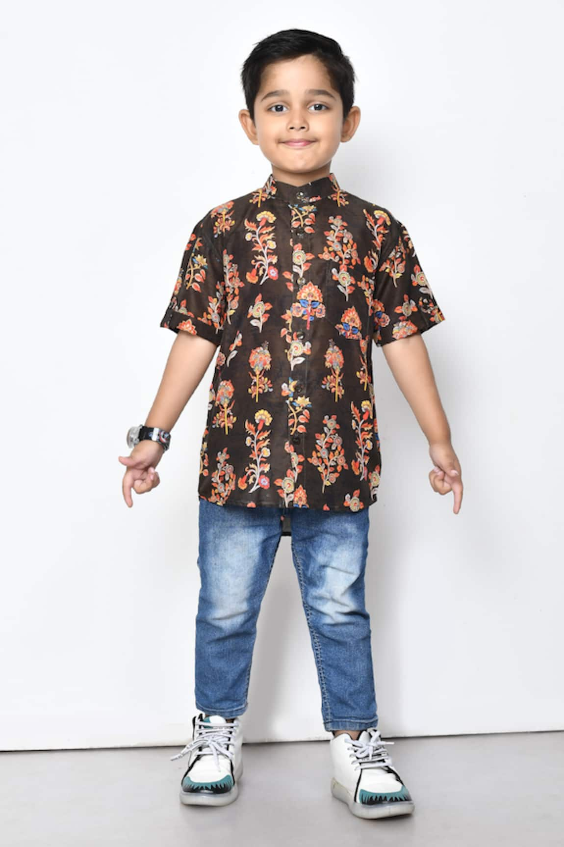 Banana Bee Cotton Floral Pattern Shirt