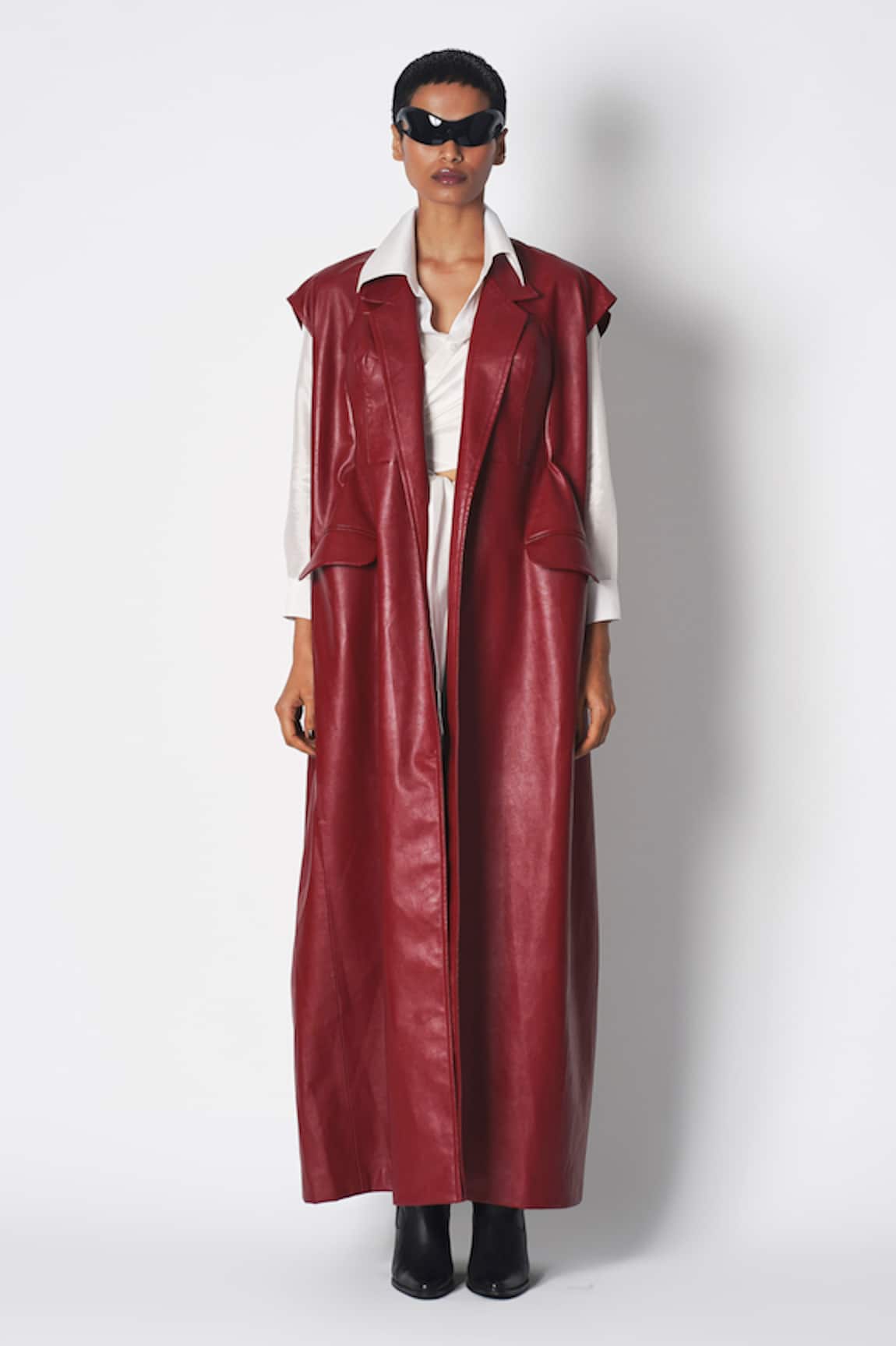 431-88 By Shweta Kapur Leather Trench Coat
