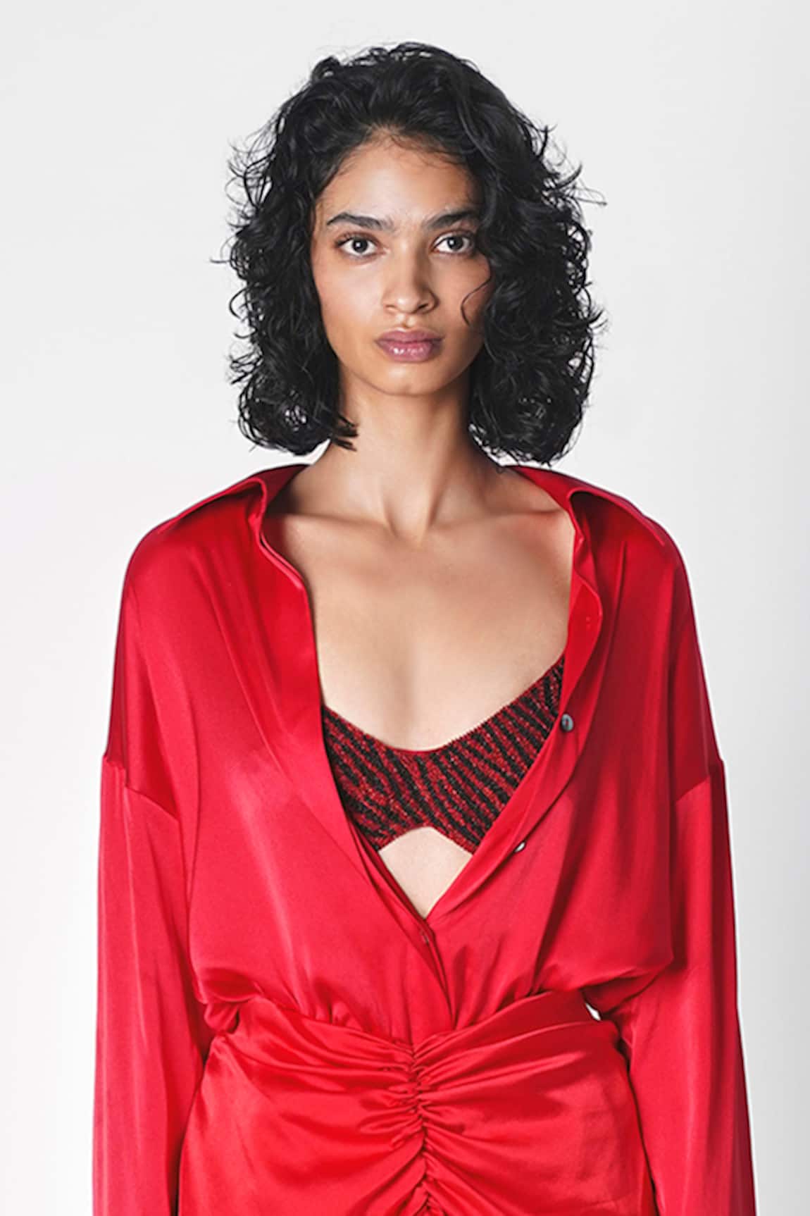 431-88 By Shweta Kapur Satin Button Down Shirt