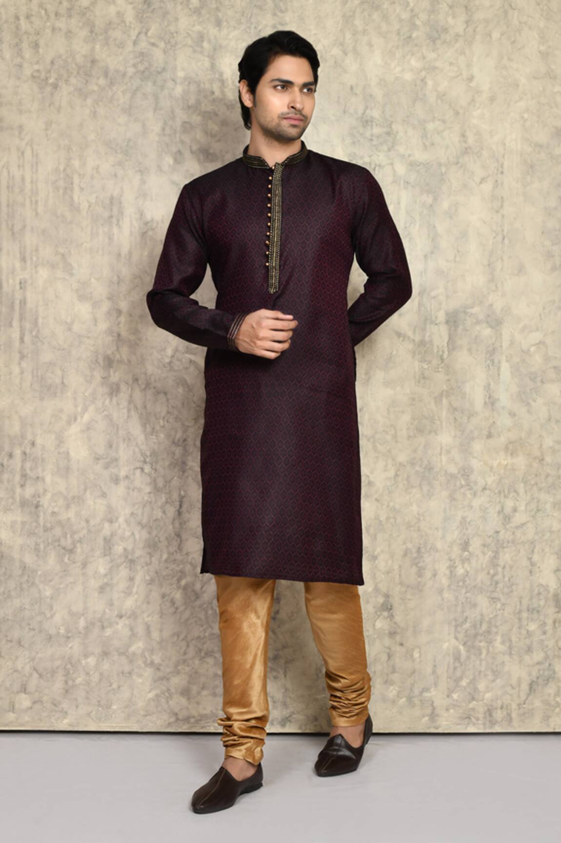 Arihant Rai Sinha Cotton Silk Woven Kurta & Churidar Set 