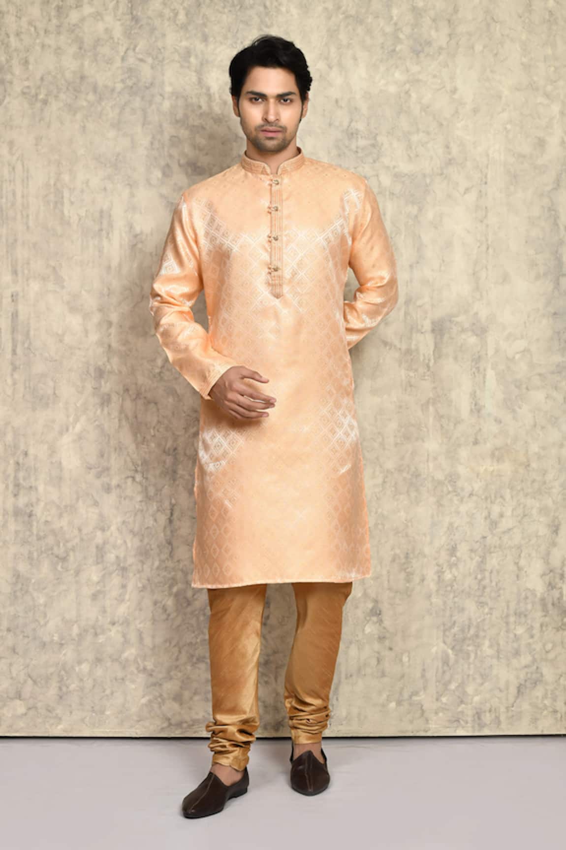 Arihant Rai Sinha Geometric Pattern Woven Kurta & Churidar Set 