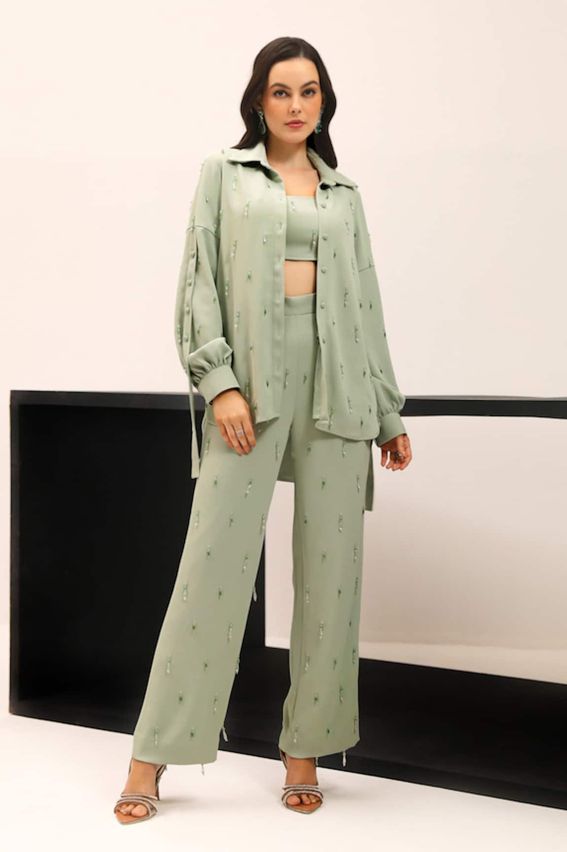 Label Deepika Nagpal Paris Hand Embroidered Shirt Pant Set