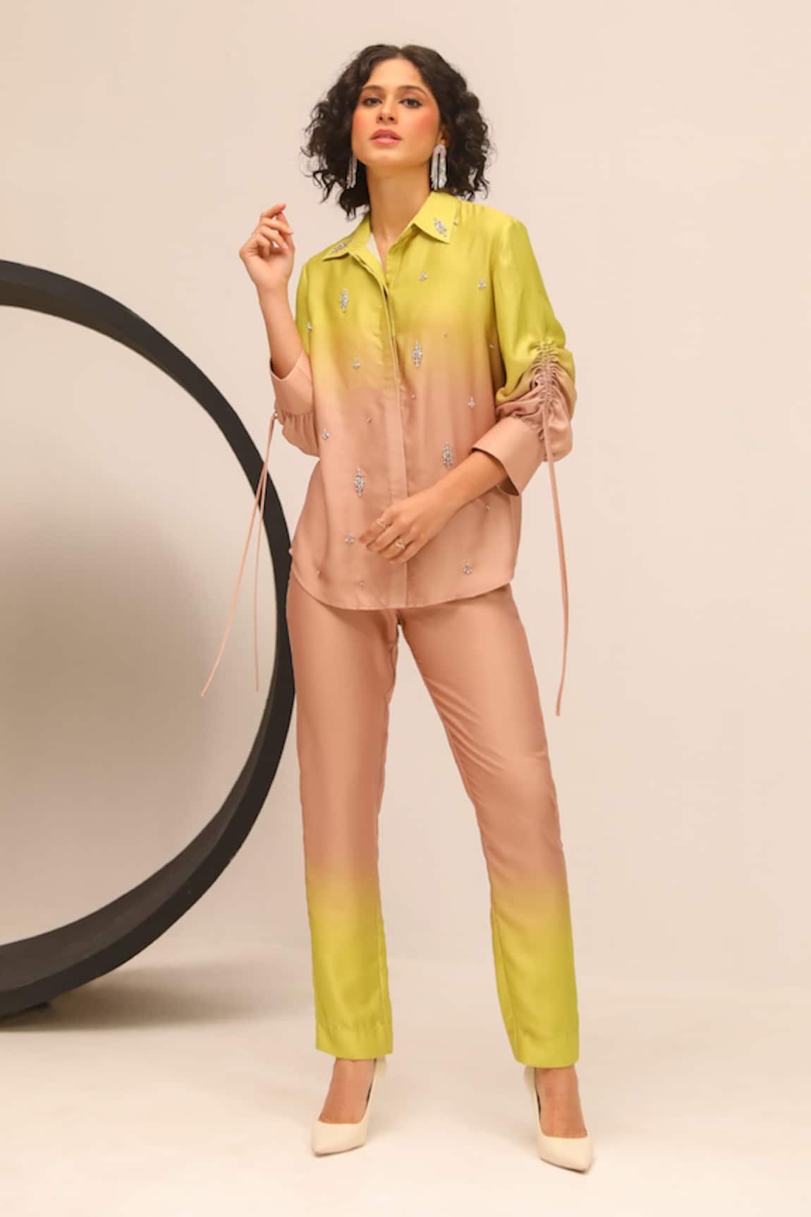 Label Deepika Nagpal Marisa Color Block Shirt With Trouser