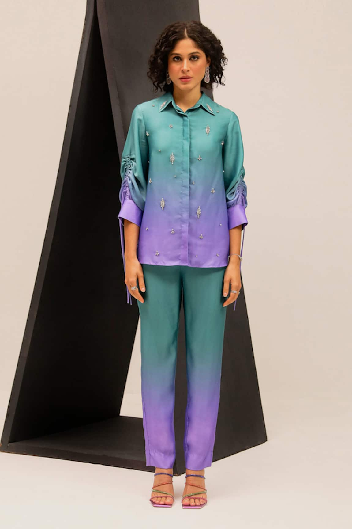 Label Deepika Nagpal Marisa Ombre Effect Shirt With Trouser