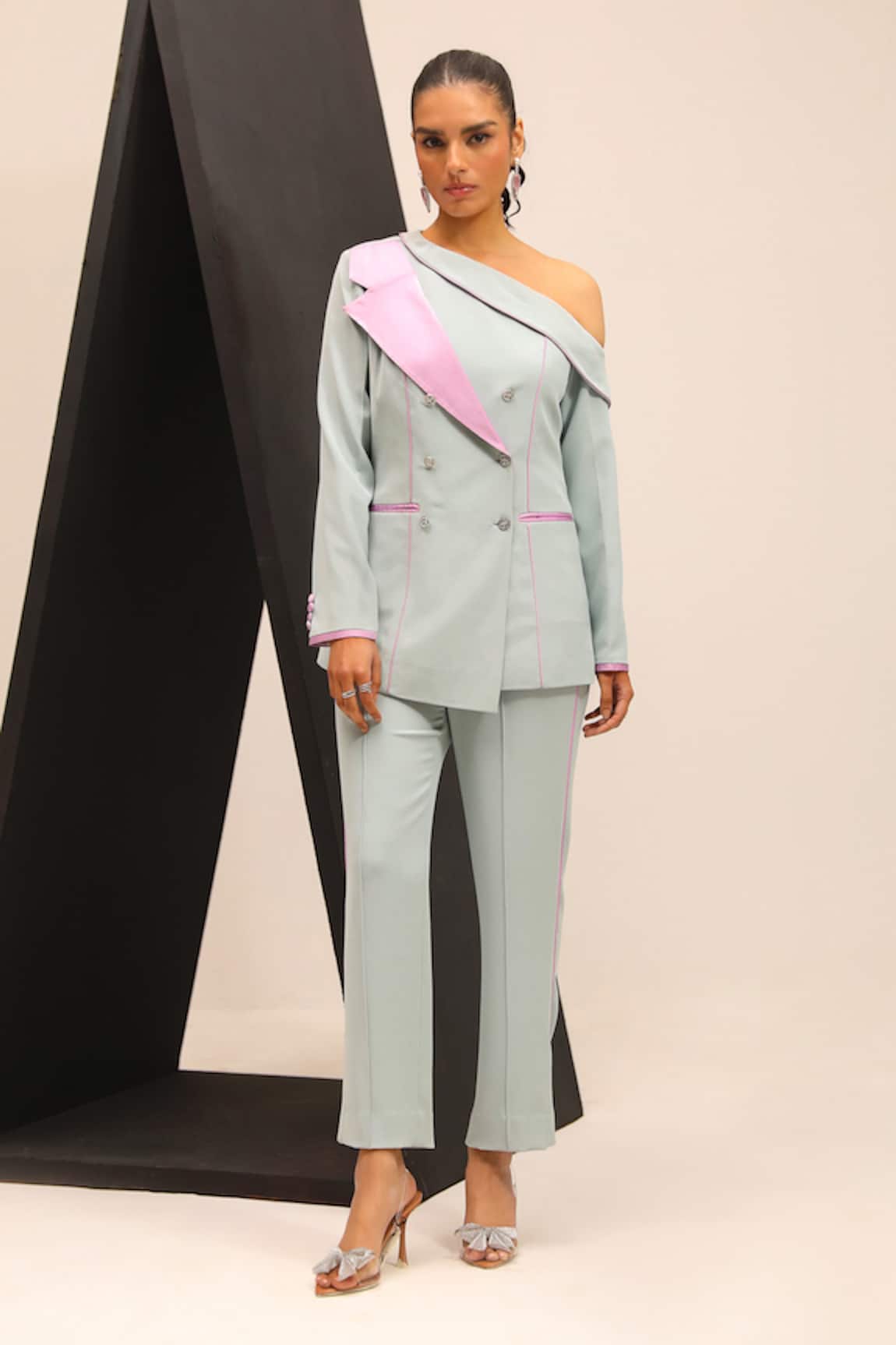 Label Deepika Nagpal Elora Asymmetric Blazer With Trouser