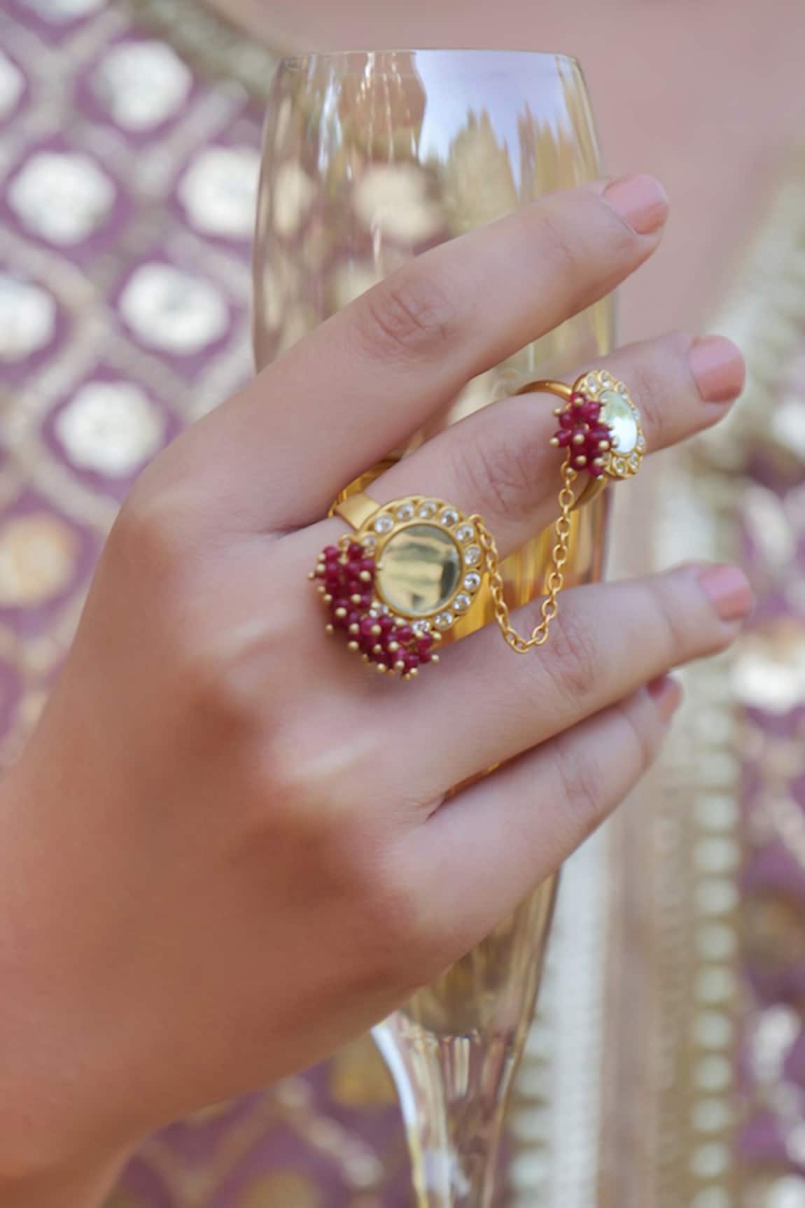 Zariin Jhoom Stone Studded Double Ring