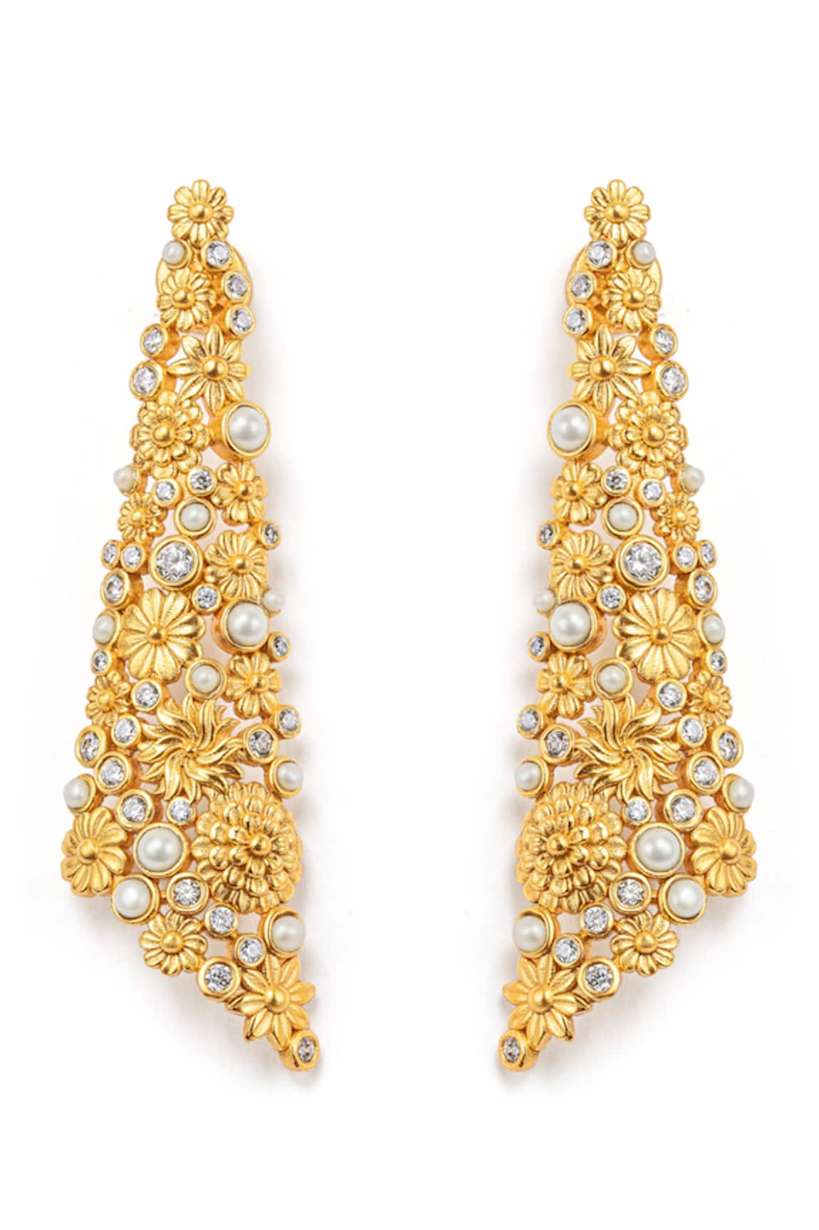 Aulerth X JJ Valaya Floral Cutwork Asymmetric Earrings